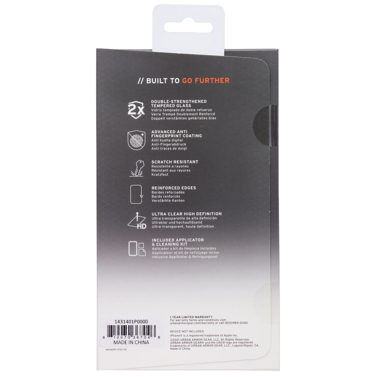 Urban Armor Gear Glass Shield PLUS Series Case for Apple iPhone 13 mini Cell Phone - Screen Protectors Urban Armor Gear - Simple Cell Bulk Wholesale Pricing - USA Seller