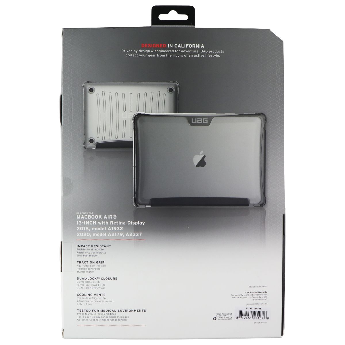 UAG Plyo Series Case for Apple MacBook Air 2018-2020/M1 2020 (13-inch) - Ice Computer Accessories - Laptop Cases & Bags Urban Armor Gear - Simple Cell Bulk Wholesale Pricing - USA Seller