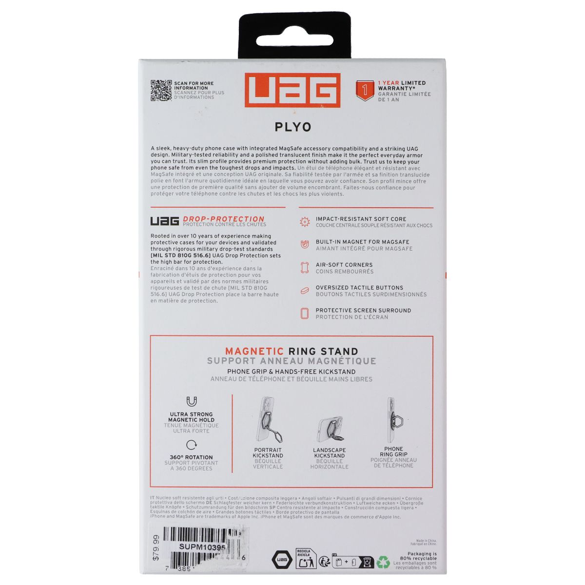 UAG Plyo Series Case + Ring Stand for MagSafe for Apple iPhone Air - Purple/Pink