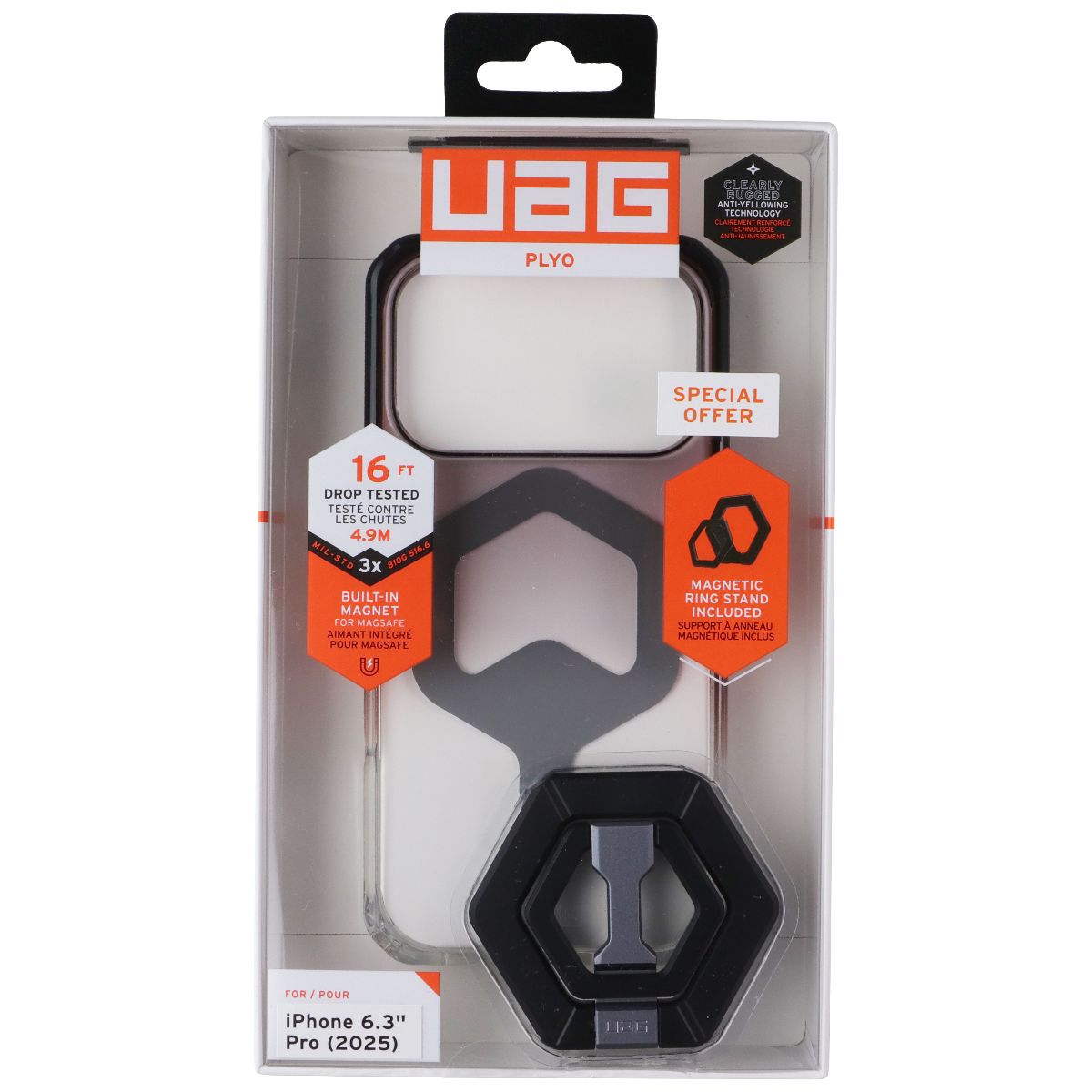 UAG Plyo Case + Ring Stand for MagSafe for iPhone 18 Pro/17 Pro - Black/Clear