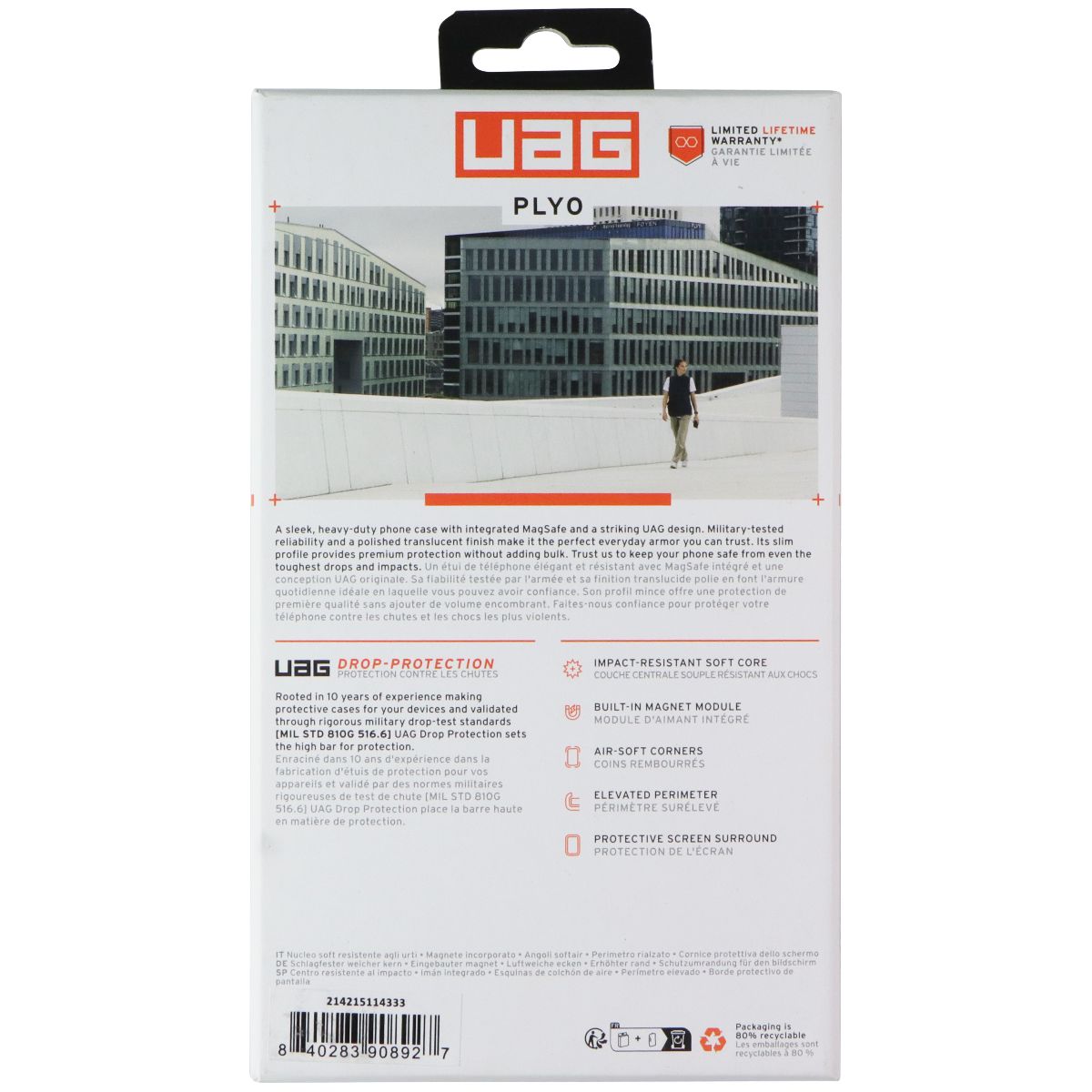 UAG Plyo Pro Case for MagSafe for Samsung Galaxy Z Fold5 5G - Ice/Silver (Clear) Cell Phone - Cases, Covers & Skins Urban Armor Gear - Simple Cell Bulk Wholesale Pricing - USA Seller