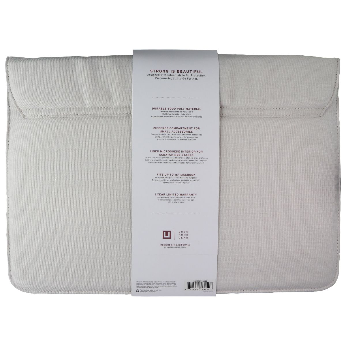 Urban Armor Gear UAG Mouve Sleeve for 16-in Devices/MacBook Pro - Marshmallow Computer Accessories - Laptop Cases & Bags Urban Armor Gear - Simple Cell Bulk Wholesale Pricing - USA Seller