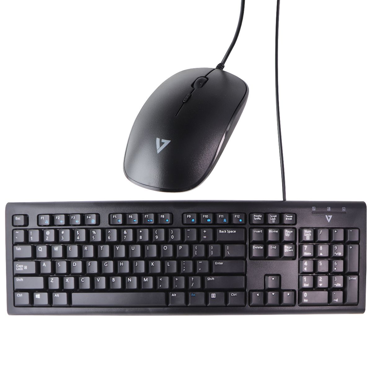 V7 USB Wired Full Size Keyboard and Mouse Combo - Black (CKU200US) Keyboards/Mice - Keyboard & Mouse Bundles V7 - Simple Cell Bulk Wholesale Pricing - USA Seller