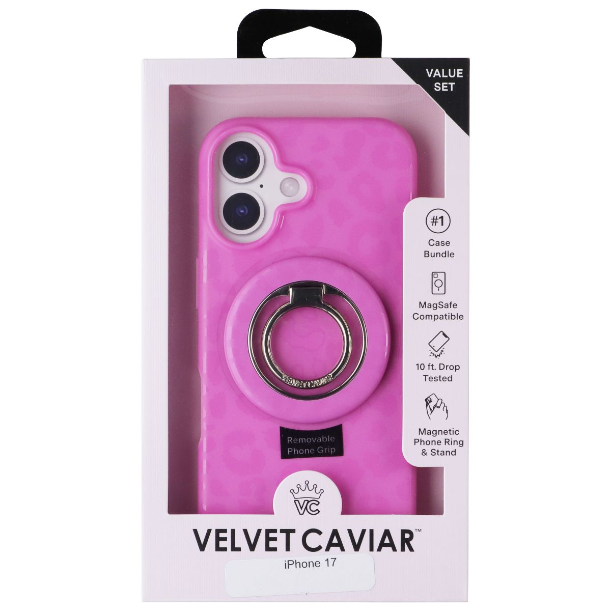 Velvet Caviar MagSafe Case/Magnetic Ring Bundle for iPhone 17 - Hot Pink Leopard
