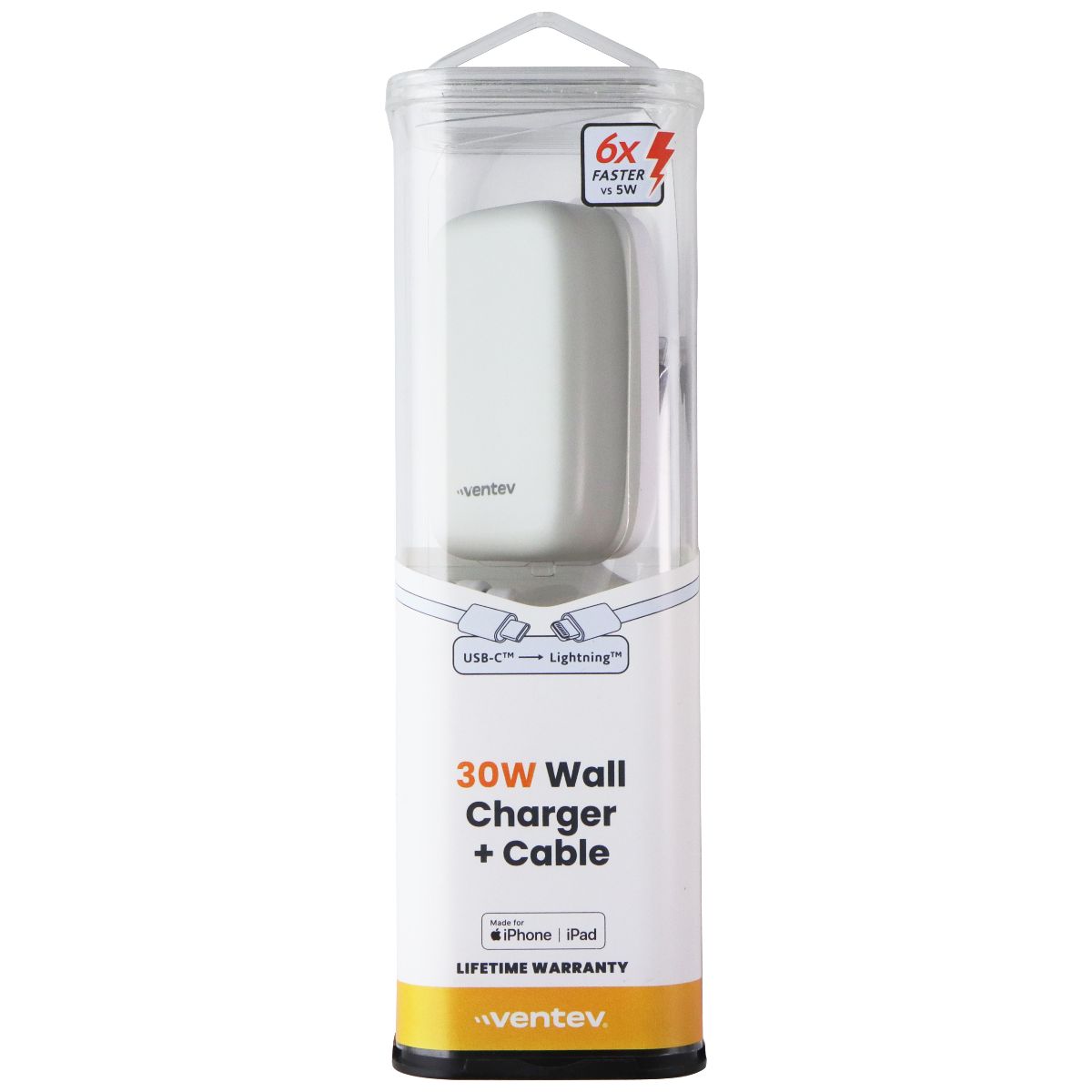 Ventev (30W) USB-C Wall Charger and USB-C to Lightning 8-Pin Cable Combo - White Cell Phone - Cables & Adapters Ventev - Simple Cell Bulk Wholesale Pricing - USA Seller
