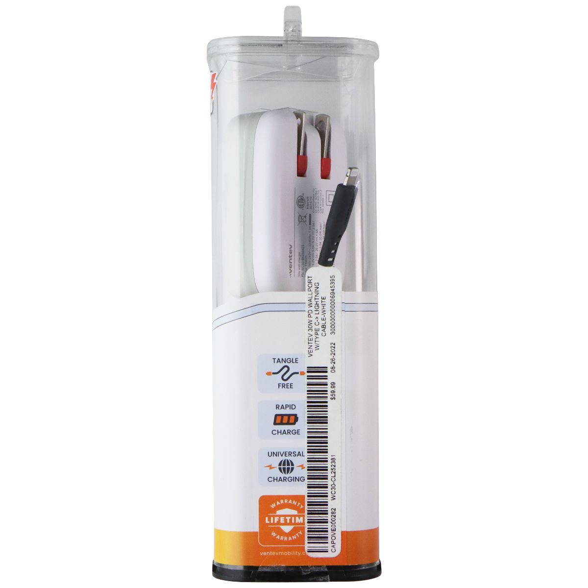 Ventev (30W) USB-C Wall Charger and USB-C to Lightning 8-Pin Cable Combo - White Cell Phone - Cables & Adapters Ventev - Simple Cell Bulk Wholesale Pricing - USA Seller