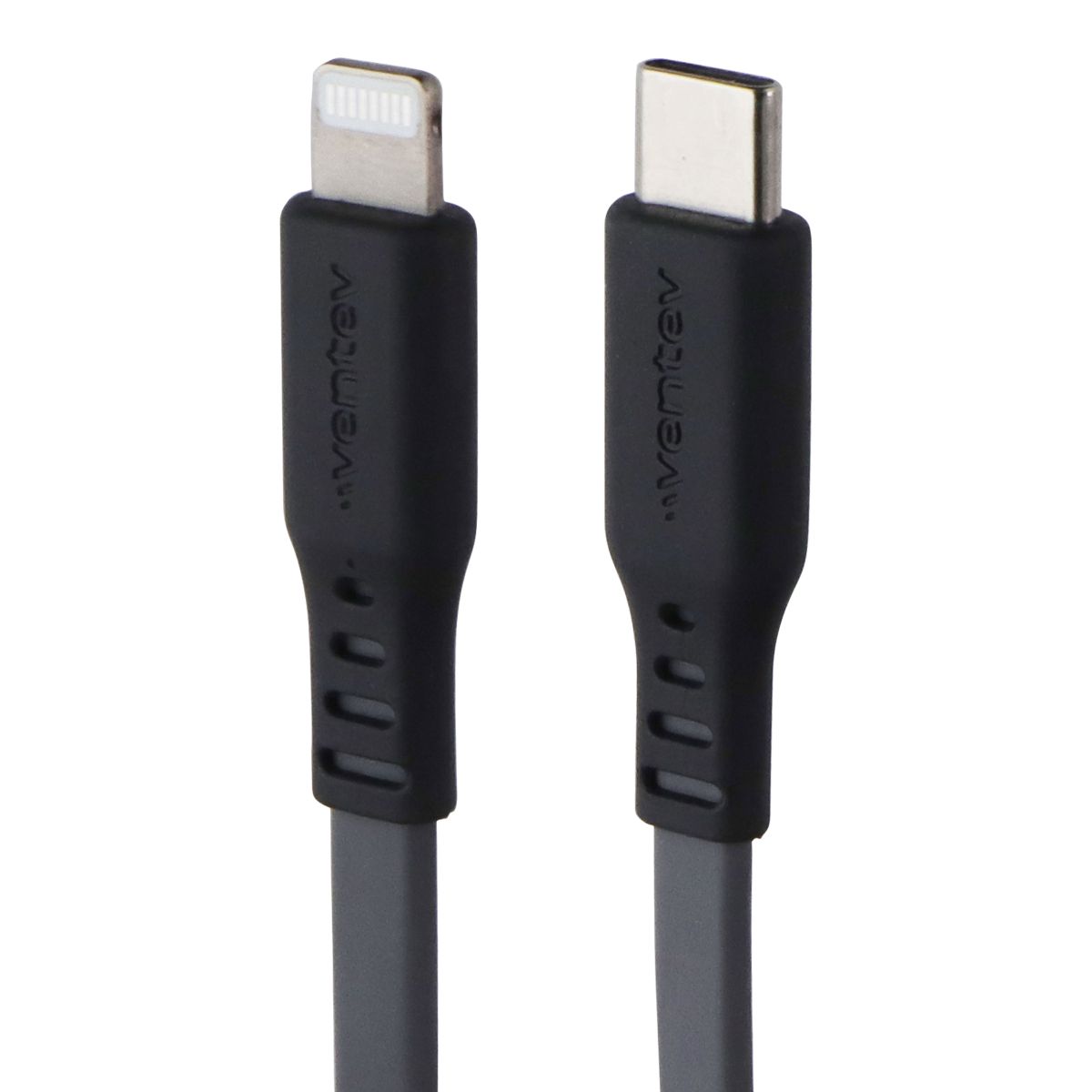 Ventev 6FT USB-C to Lightning 8-Pin Charging and Data Sync Flat Cable - Gray Cell Phone - Cables & Adapters Ventev - Simple Cell Bulk Wholesale Pricing - USA Seller