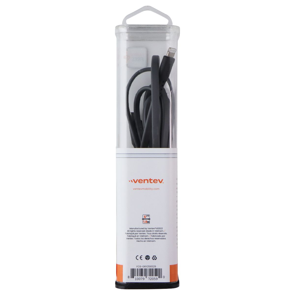 Ventev 6FT USB-C to Lightning 8-Pin Charging and Data Sync Flat Cable - Gray