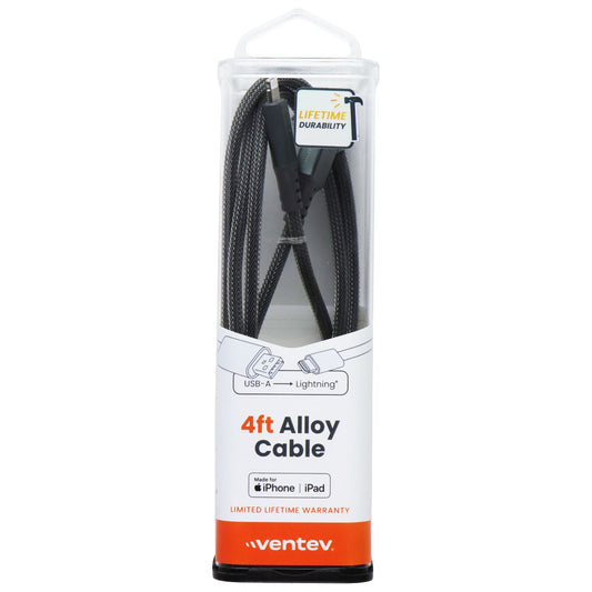 Ventev (4-Foot) Charge and Data Sync Alloy Cable - USB-A to 8-Pin - Steel Gray Cell Phone - Cables & Adapters Ventev - Simple Cell Bulk Wholesale Pricing - USA Seller