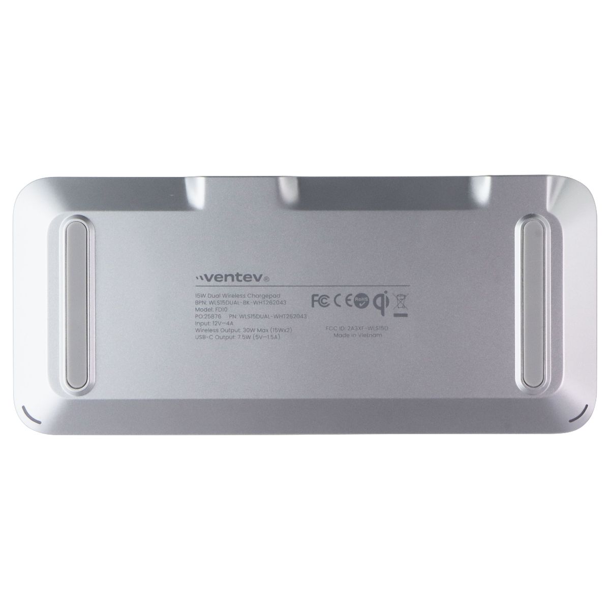 Ventev (15W) Qi Wireless Universal Ultrafast Dual Charging Pad - White Cell Phone - Chargers & Cradles Ventev - Simple Cell Bulk Wholesale Pricing - USA Seller