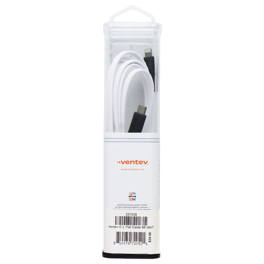 Ventev 6 Foot USB-C to Lightning 8-Pin Tangle Free Flat Cable - White