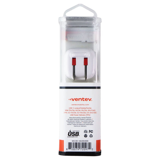 Ventev 30W USB-C GaN Ultrafast Mini Wall Charger - White Cell Phone - Chargers & Cradles Ventev - Simple Cell Bulk Wholesale Pricing - USA Seller