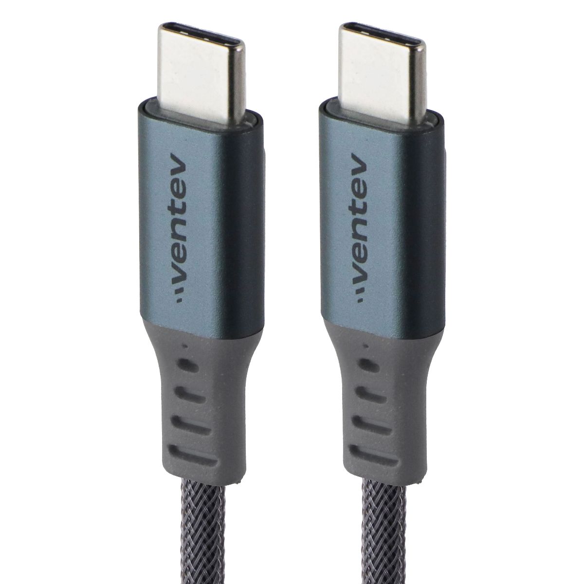 Ventev (4-Ft) Alloy USB-C to USB-C Charge/Sync Braided Cable - Steel Gray Cell Phone - Cables & Adapters Ventev - Simple Cell Bulk Wholesale Pricing - USA Seller