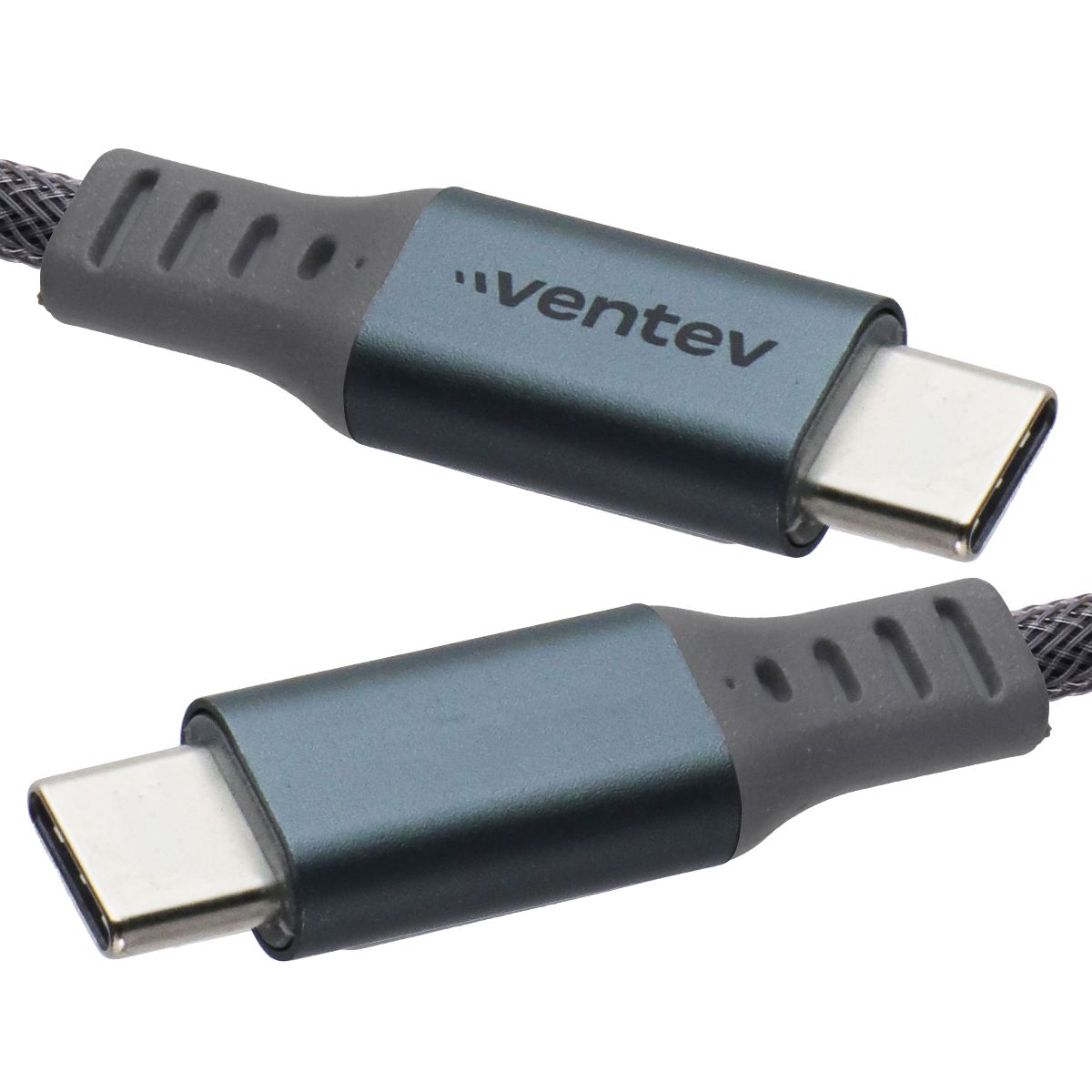 Ventev (4-Ft) Alloy USB-C to USB-C Charge/Sync Braided Cable - Steel Gray Cell Phone - Cables & Adapters Ventev - Simple Cell Bulk Wholesale Pricing - USA Seller