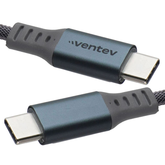 Ventev (4-Ft) Alloy USB-C to USB-C Charge/Sync Braided Cable - Steel Gray Cell Phone - Cables & Adapters Ventev - Simple Cell Bulk Wholesale Pricing - USA Seller