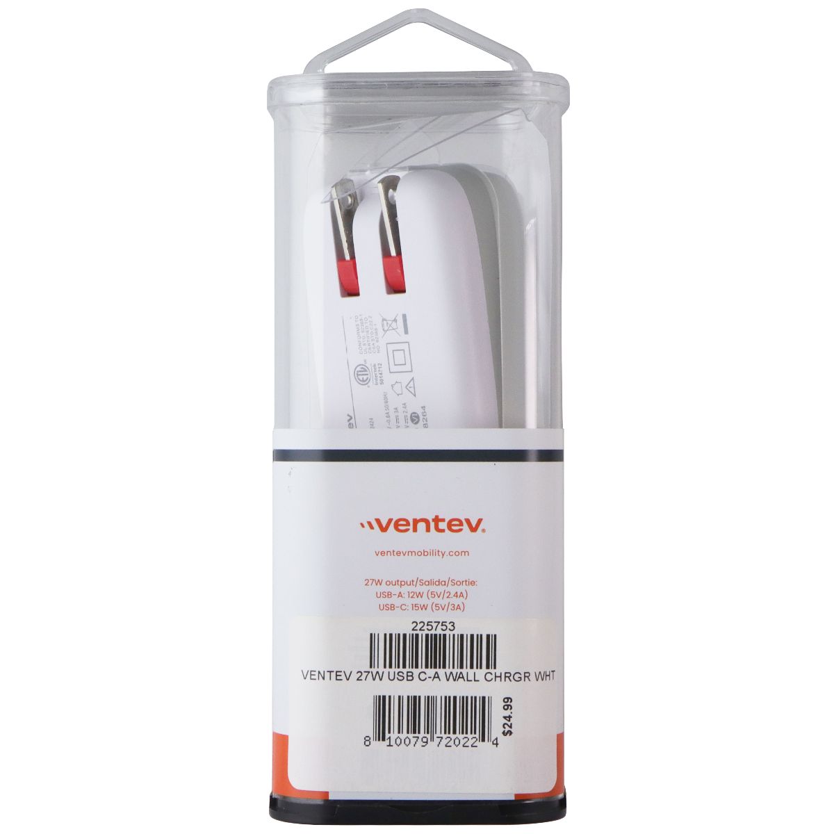 Ventev 27W USB-A/USB-C Dual Port Wall Charger - Gray Cell Phone - Chargers & Cradles Ventev - Simple Cell Bulk Wholesale Pricing - USA Seller