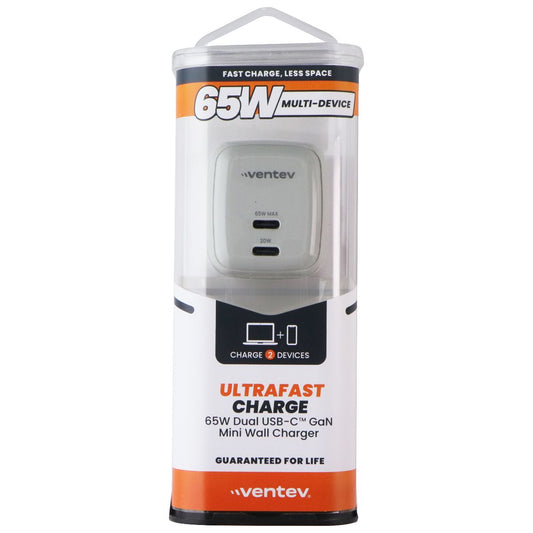 Ventev 65W Dual USB-C GaN Ultrafast Charge Mini Wall Charger - Gray Cell Phone - Chargers & Cradles Ventev - Simple Cell Bulk Wholesale Pricing - USA Seller