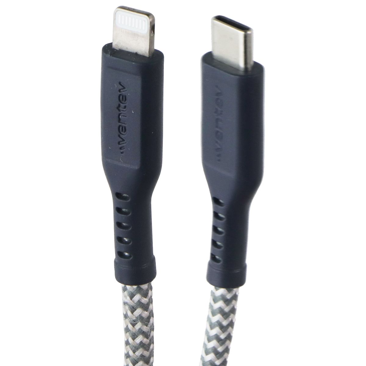 Ventev (6-Foot) USB-C to 8-Pin Braided High-Speed Cable - Black/Gray Cell Phone - Cables & Adapters Ventev - Simple Cell Bulk Wholesale Pricing - USA Seller
