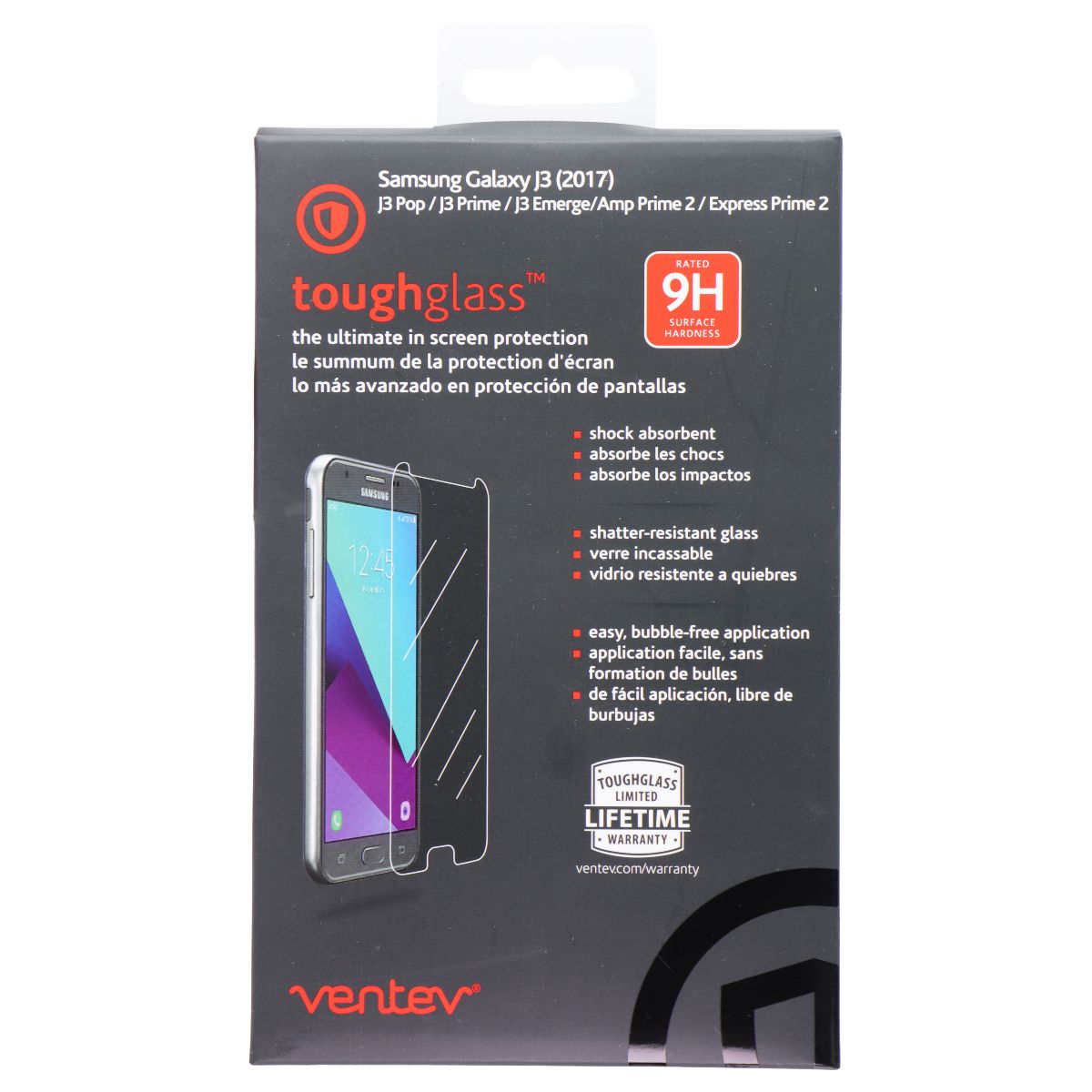 Ventev ToughGlass Tempered Glass Screen Protection for Samsung Galaxy J3 (2017) Cell Phone - Screen Protectors Ventev - Simple Cell Bulk Wholesale Pricing - USA Seller