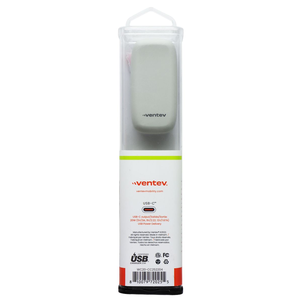 Ventev (20W) USB-C Port Wall Charger + USB-C (3.3-Ft) Charge Cable - White/Black Cell Phone - Chargers & Cradles Ventev - Simple Cell Bulk Wholesale Pricing - USA Seller