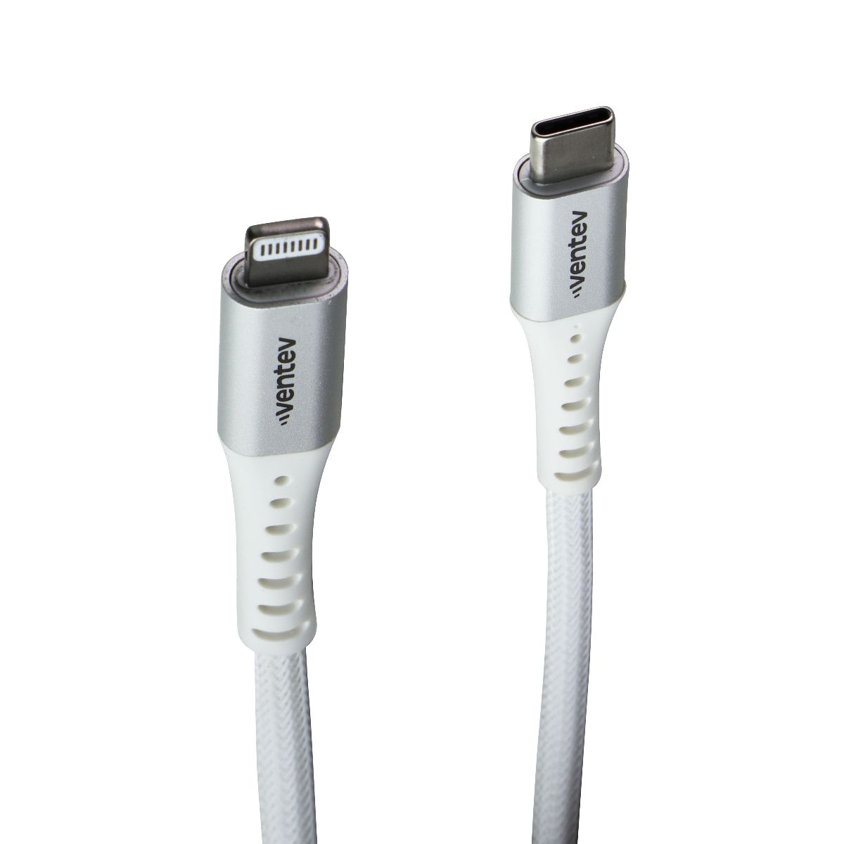 Ventev (10-Ft) Alloy Braided USB-C to Lightning 8-Pin MFi Cable - White Cell Phone - Cables & Adapters Ventev - Simple Cell Bulk Wholesale Pricing - USA Seller