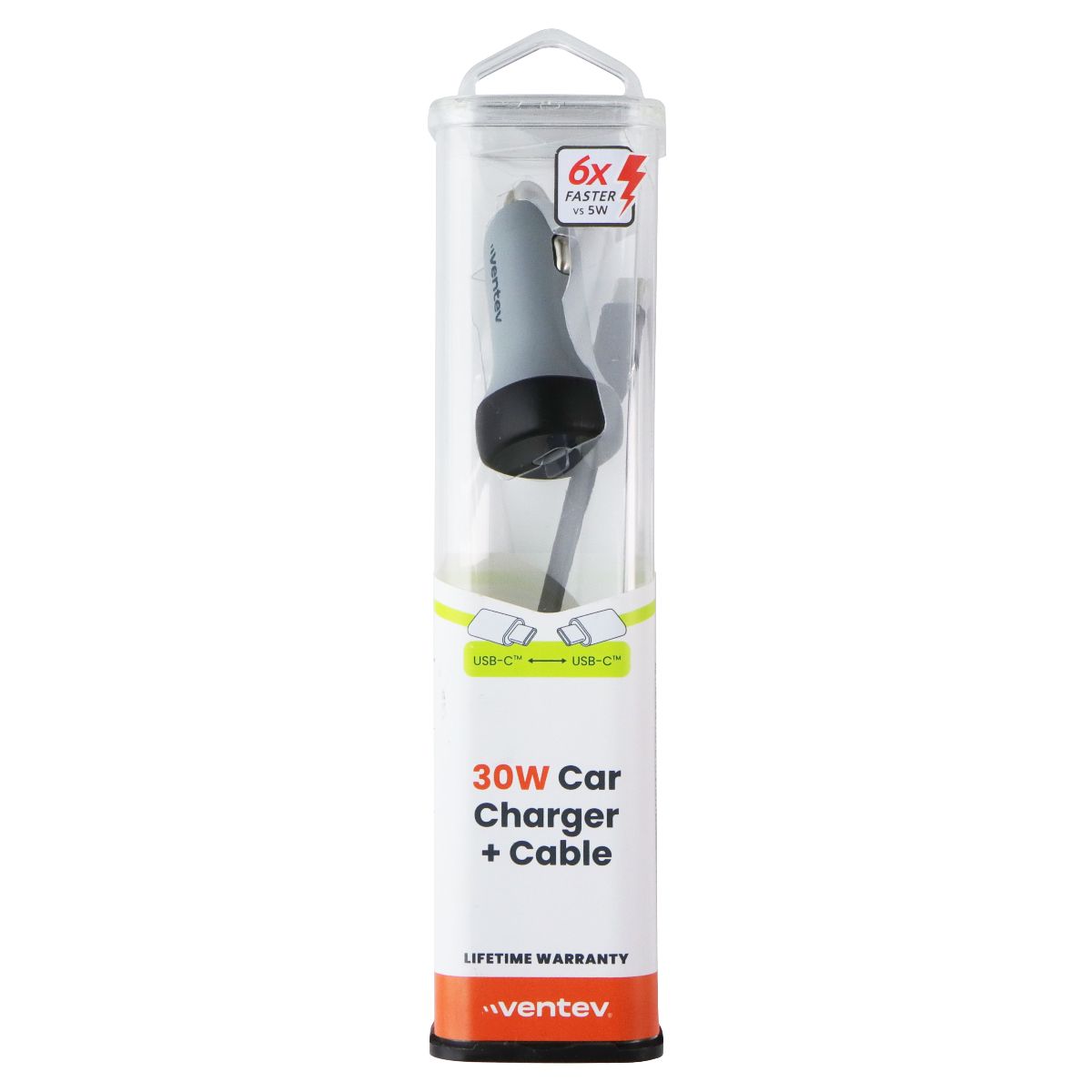 Ventev (30W) USB-C Car Charger + Cable (USB-C to USB-C) - Gray/Black