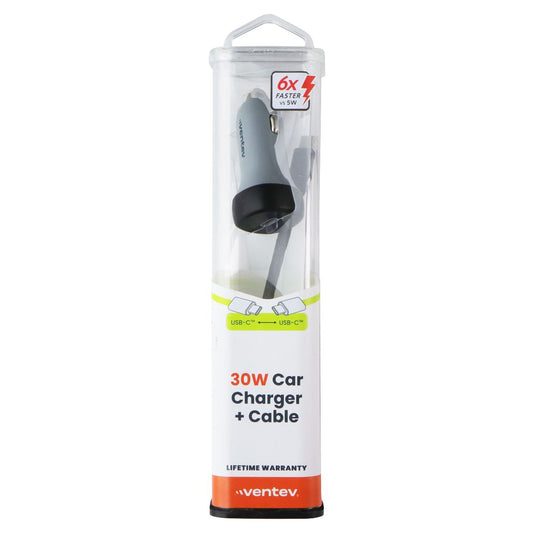 Ventev (30W) USB-C Car Charger + Cable (USB-C to USB-C) - Gray/Black