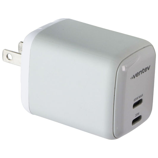 Ventev 65W Dual USB-C GaN Ultrafast Mini Wall Charger - White Cell Phone - Chargers & Cradles Ventev - Simple Cell Bulk Wholesale Pricing - USA Seller