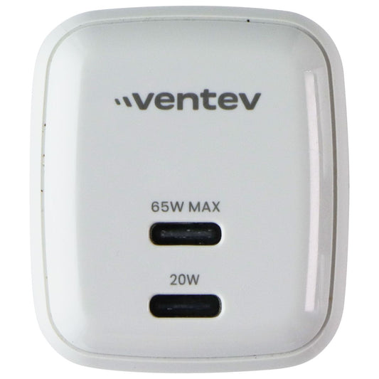 Ventev 65W Dual USB-C GaN Ultrafast Mini Wall Charger - White Cell Phone - Chargers & Cradles Ventev - Simple Cell Bulk Wholesale Pricing - USA Seller