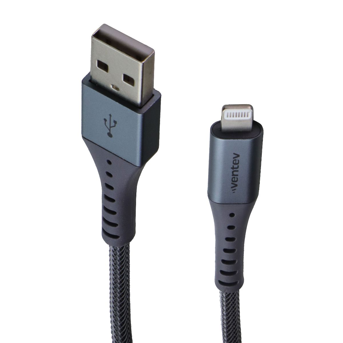 Ventev 10 Foot Alloy High Speed USB-A to Lightning 8-Pin Cable - Gray Cell Phone - Cables & Adapters Ventev - Simple Cell Bulk Wholesale Pricing - USA Seller