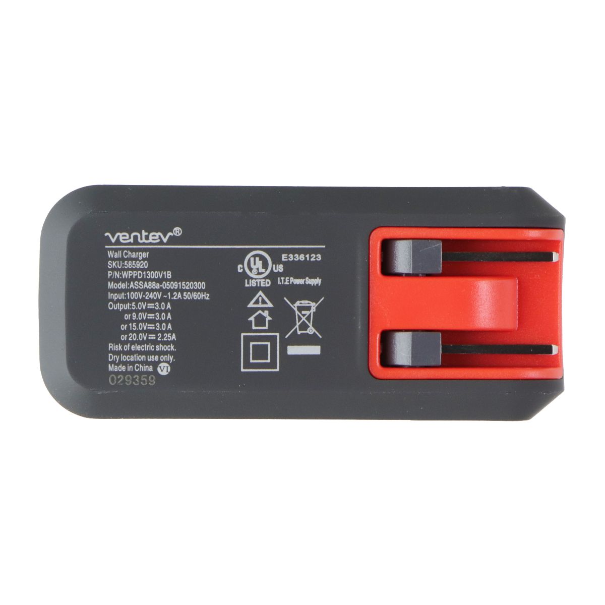 Ventev Wallport PD1300 (45W/3A) USB-C Wall Adapter/Charger - Gray Cell Phone - Chargers & Cradles Ventev - Simple Cell Bulk Wholesale Pricing - USA Seller