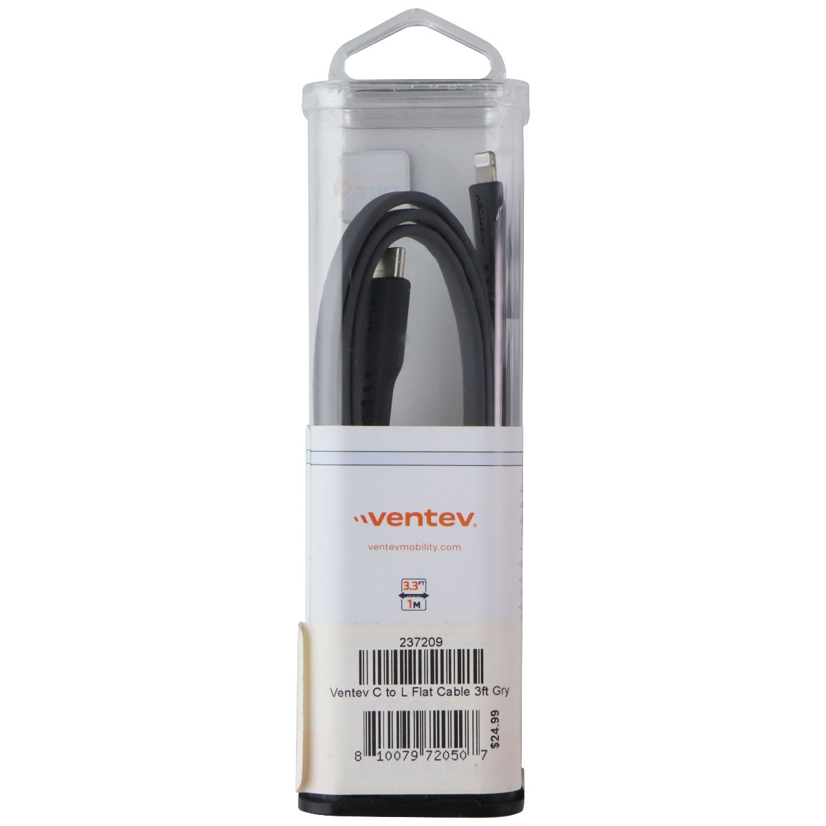 Ventev 3.3-Foot USB-C to Lightning 8-Pin Flat Cable - Gray Cell Phone - Cables & Adapters Ventev - Simple Cell Bulk Wholesale Pricing - USA Seller