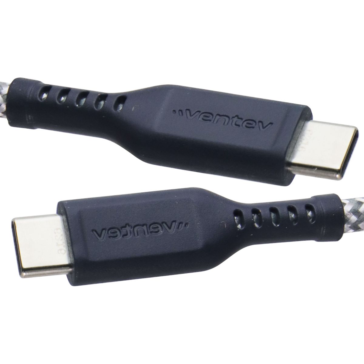 Ventev (6-Foot) USB-C to USB-C Braided High-Speed Cable - Black/Gray Cell Phone - Cables & Adapters Ventev - Simple Cell Bulk Wholesale Pricing - USA Seller