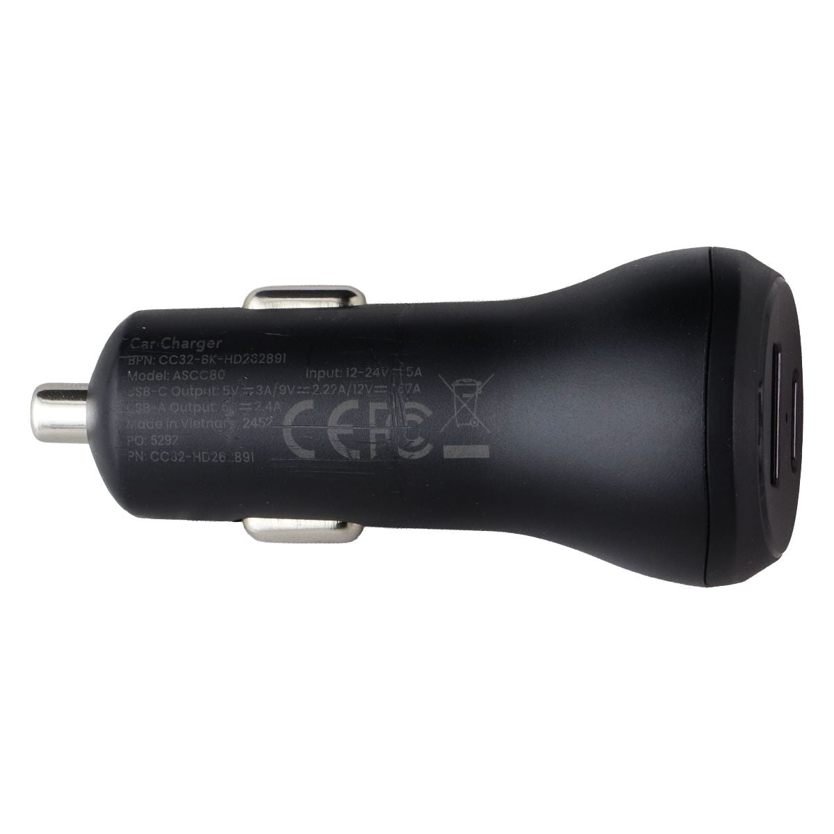 Ventev 32W Dual Port USB-A & USB-C Ultra Fast Car Charger - Black Cell Phone - Chargers & Cradles Ventev - Simple Cell Bulk Wholesale Pricing - USA Seller