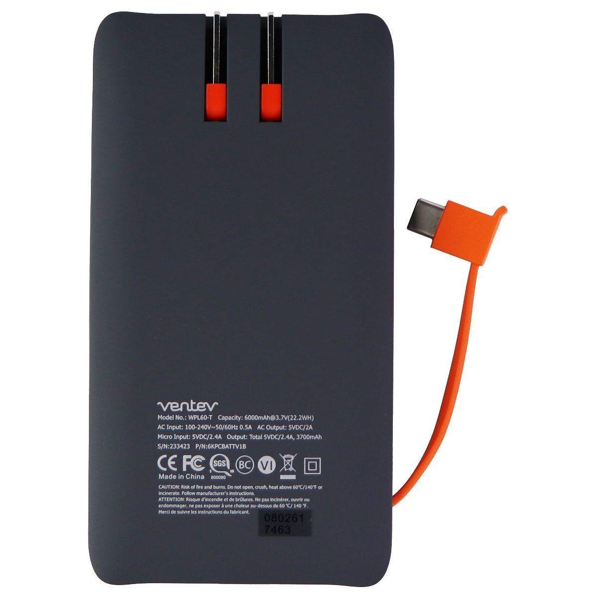 Ventev Powercell (6010+) Portable Charger External Battery Pack with USB-C Cable Cell Phone - Chargers & Cradles Ventev - Simple Cell Bulk Wholesale Pricing - USA Seller