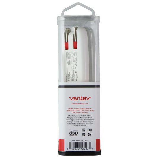 Ventev (20W) USB-C Port Wall Charger - White Cell Phone - Chargers & Cradles Ventev - Simple Cell Bulk Wholesale Pricing - USA Seller