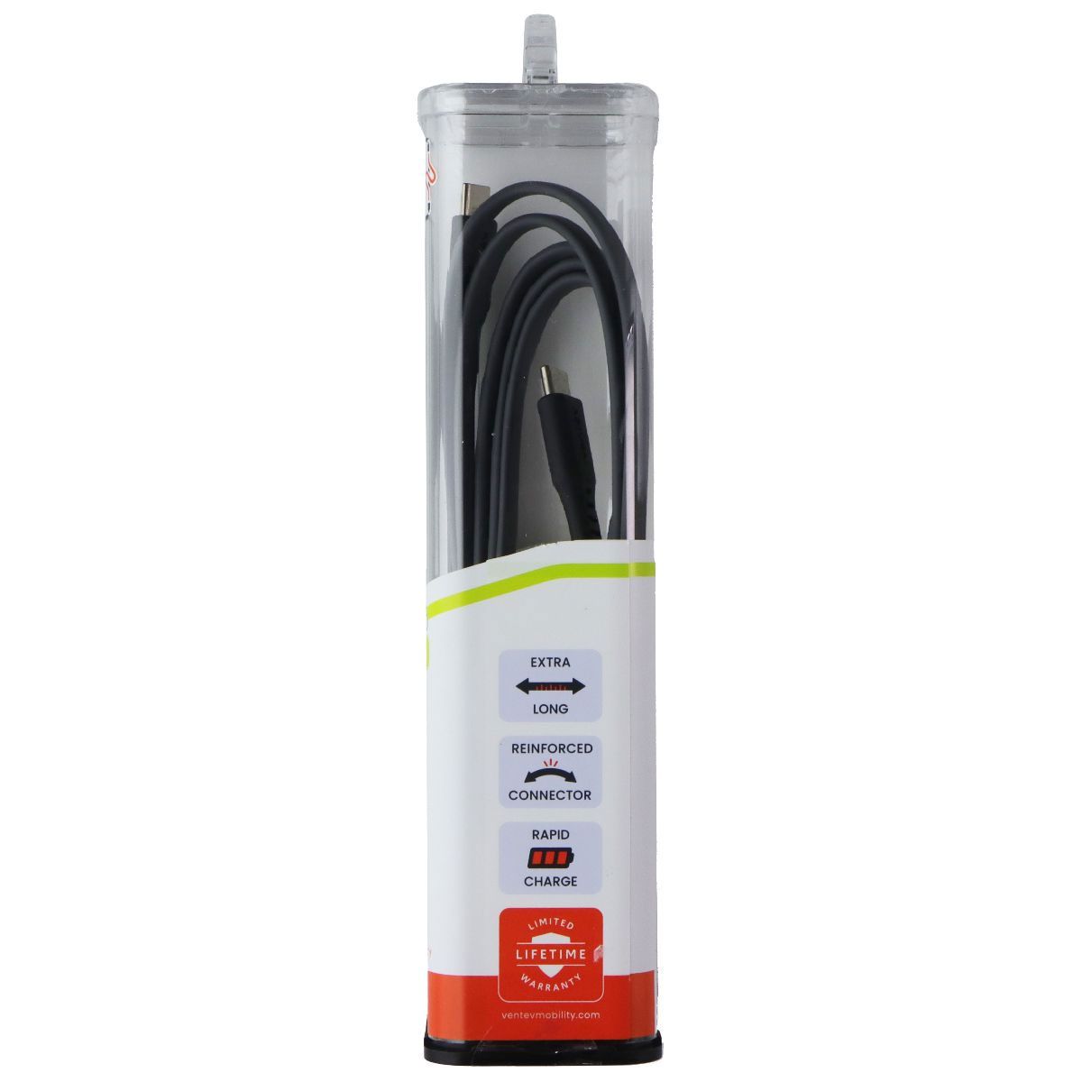 Ventev (6 Foot) USB-C to USB-C Flat Charge and Sync Cable - Gray Cell Phone - Cables & Adapters Ventev - Simple Cell Bulk Wholesale Pricing - USA Seller