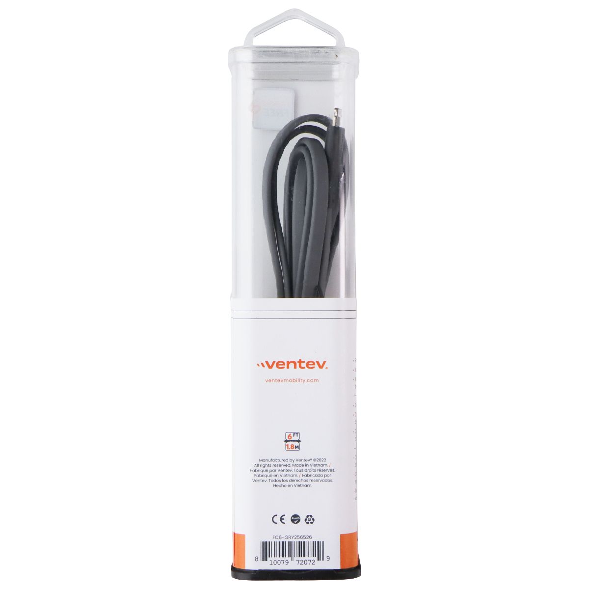 Ventev 6-Foot USB-A to Lightning 8-Pin Charging and Data Sync Flat Cable - Gray Cell Phone - Cables & Adapters Ventev - Simple Cell Bulk Wholesale Pricing - USA Seller