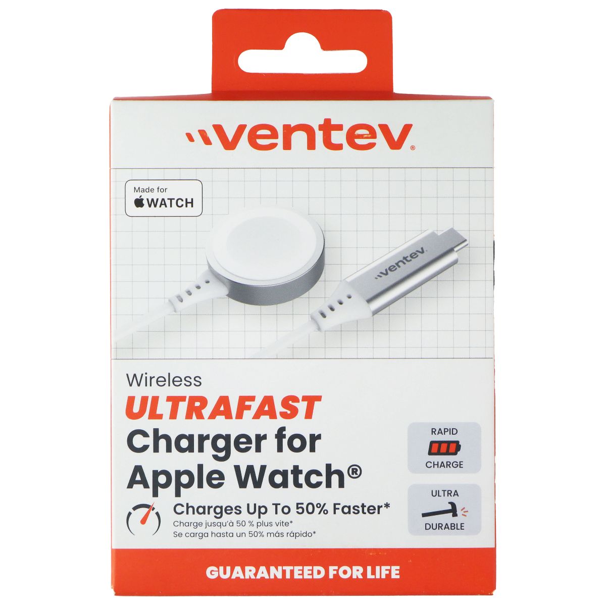 Ventev (1m) Wireless Ultrafast Charger for Apple Watch - White (AW3-WHT264607) Smart Watch Accessories - Chargers & Docking Stations Ventev - Simple Cell Bulk Wholesale Pricing - USA Seller