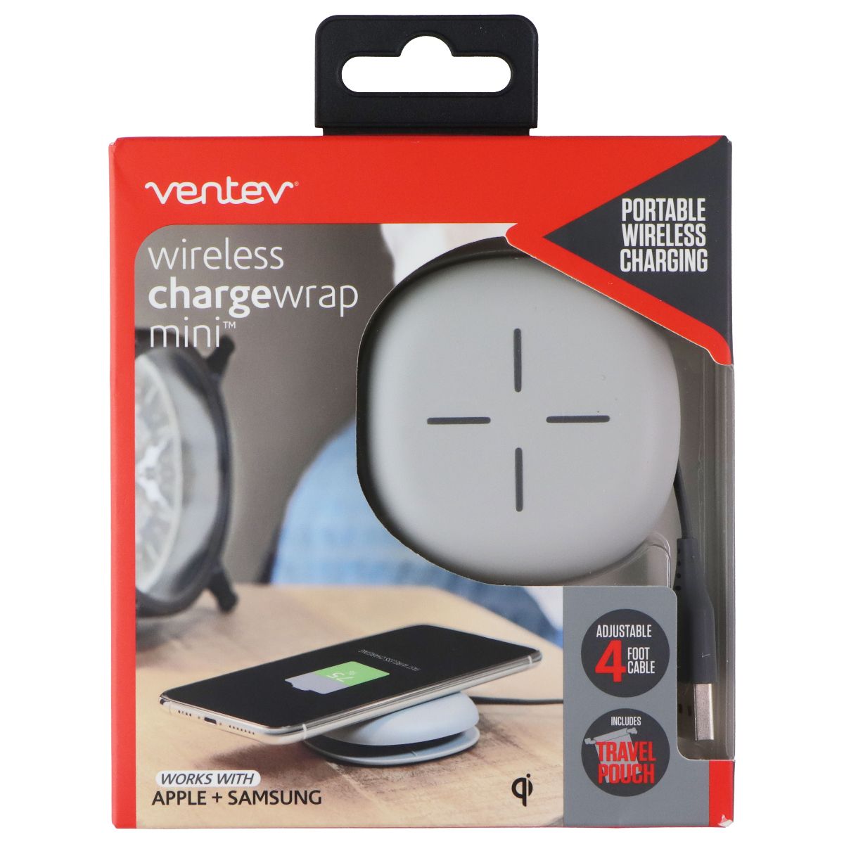 Ventev Wireless Charge Wrap Mini - Gray (WCWMINVNV) Cell Phone - Chargers & Cradles Ventev - Simple Cell Bulk Wholesale Pricing - USA Seller