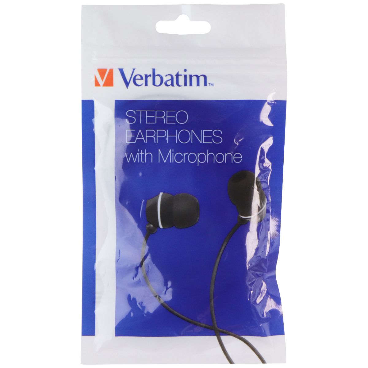 Verbatim Stereo Earphones with Microphone - 3.5mm / Black Portable Audio - Headphones Verbatim - Simple Cell Bulk Wholesale Pricing - USA Seller