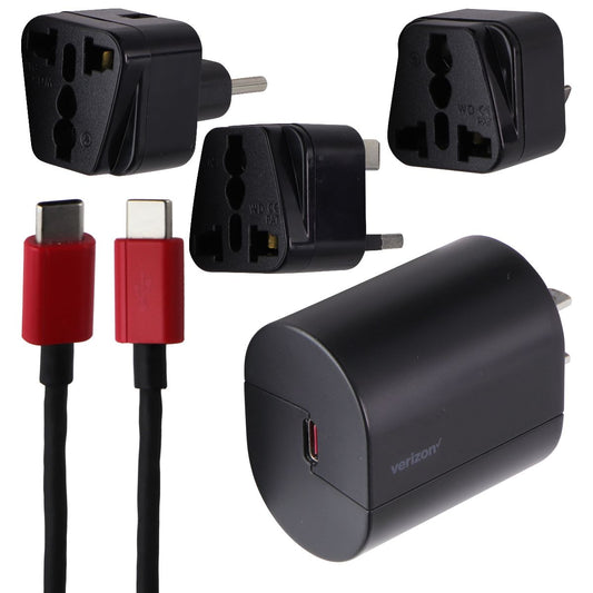 Verizon Wall Charger With International Adapters Kit for USB-C Devices - Black Cell Phone - Chargers & Cradles Verizon    - Simple Cell Bulk Wholesale Pricing - USA Seller