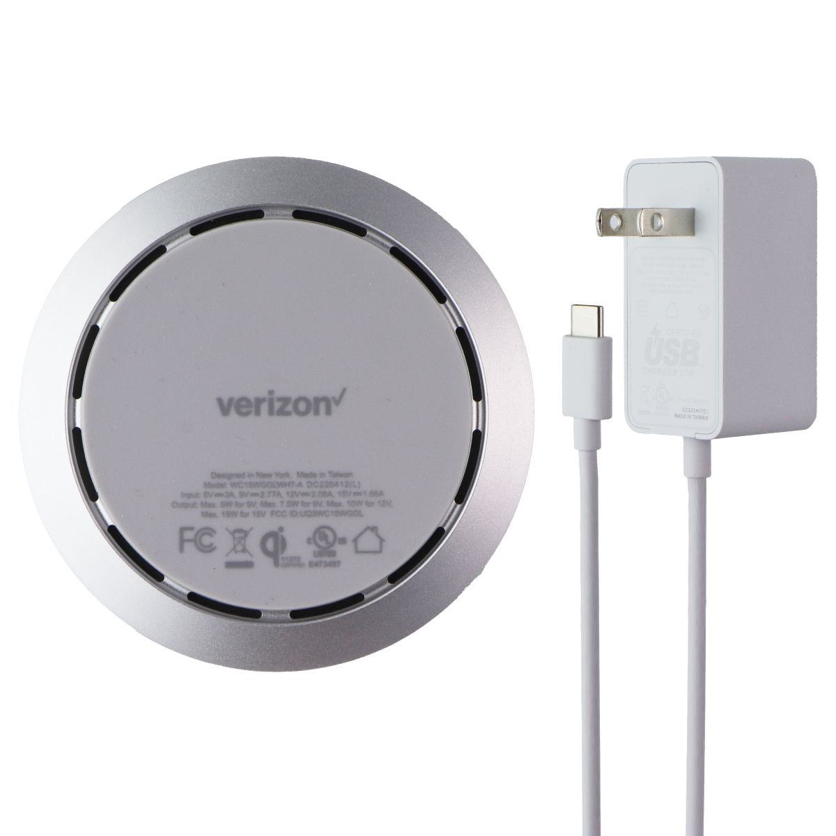 Verizon (15W) Qi Wireless Charging Pad - White (WC15WGGLWHT-A)