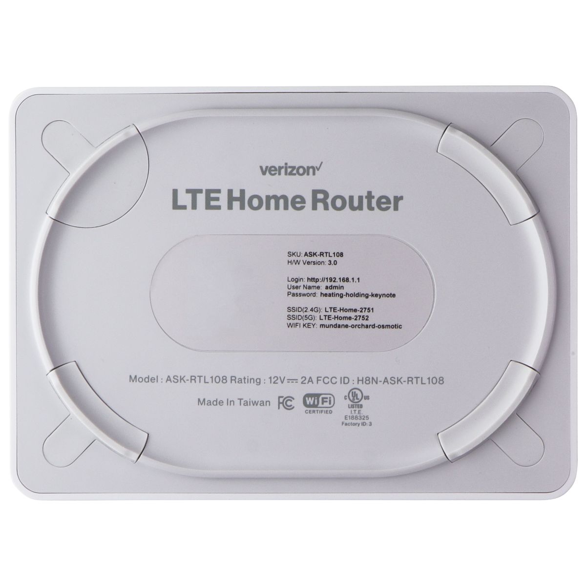 Verizon Wireless 5G LTE Home Router Hotspot - White (ASK-RTL108) Networking - Wireless Wi-Fi Routers Verizon    - Simple Cell Bulk Wholesale Pricing - USA Seller