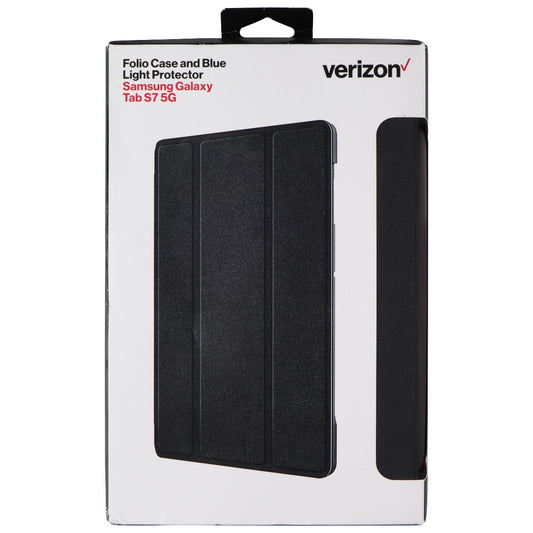 Verizon Folio Case and Blue Light Protector for Samsung Galaxy Tab S7 5G  Black