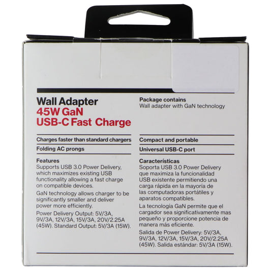 Verizon (45W) GaN USB-C Fast Charge Wall Adapter - Black Cell Phone - Cables & Adapters Verizon    - Simple Cell Bulk Wholesale Pricing - USA Seller