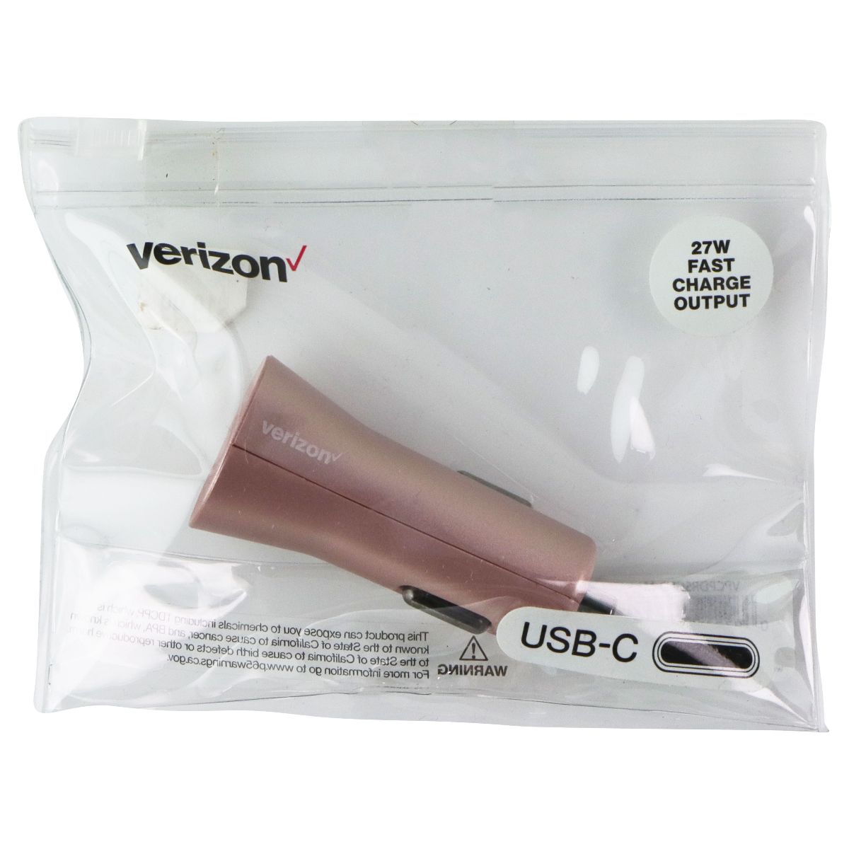 Verizon 27W USB-C (Type C) Fast Charge Car Charger - Rose Gold (VPCPDRSGLD) Cell Phone - Chargers & Cradles Verizon - Simple Cell Bulk Wholesale Pricing - USA Seller