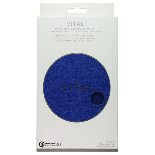 Vital 10W Wireless Charger with Qualcomm QC 3.0 for Qi Phones - Blue Fabric Cell Phone - Chargers & Cradles Vital    - Simple Cell Bulk Wholesale Pricing - USA Seller