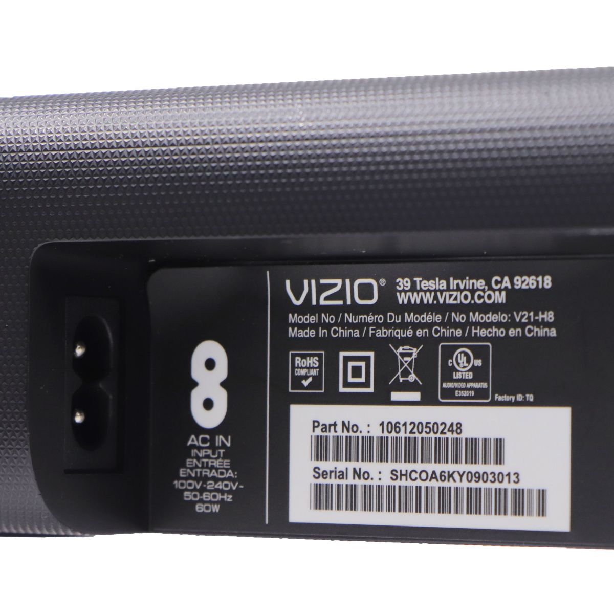 Vizio V-Series V21-H8 Soundbar - Black (Soundbar ONLY) Home Multimedia - Home Speakers & Subwoofers Vizio - Simple Cell Bulk Wholesale Pricing - USA Seller
