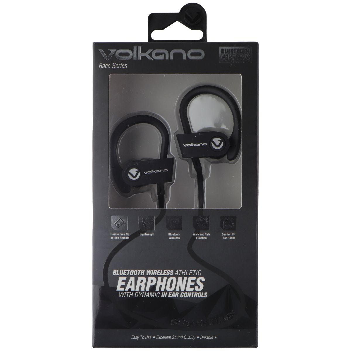 Volkano Race Series Bluetooth Wireless Earbuds - Black Portable Audio - Headphones Volkano    - Simple Cell Bulk Wholesale Pricing - USA Seller